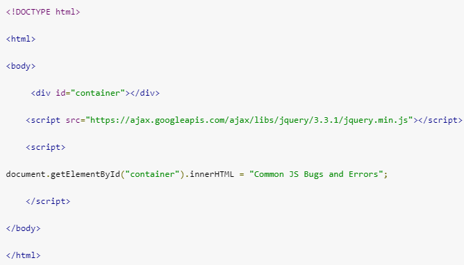 javascripts error bugs code