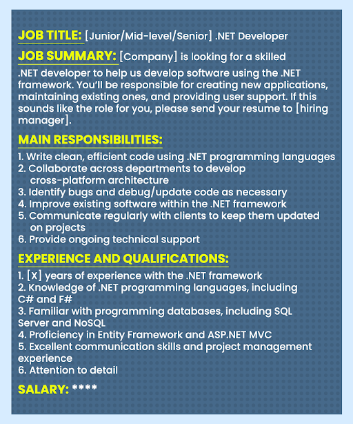 job description for .net developer